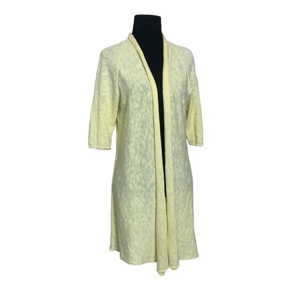 Eileen Fisher yellow short sleeves open asymmetrical cardigan size Small - Picture 9 of 11
